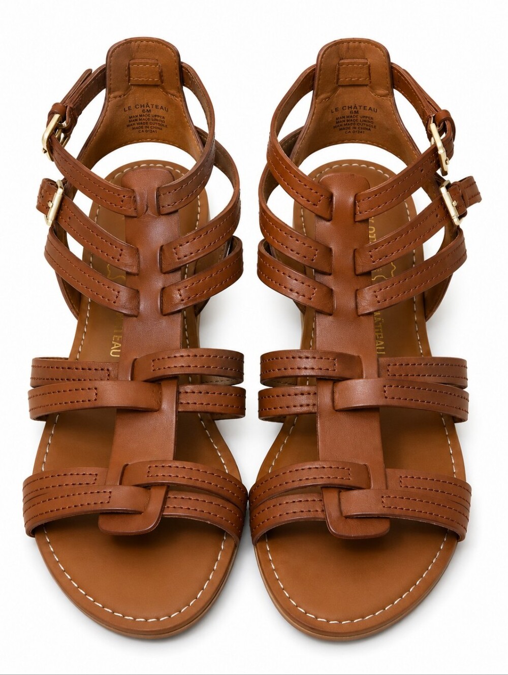 Franco Sarto Leather Brown Strappy Wedge Sandals Sz 7.5
